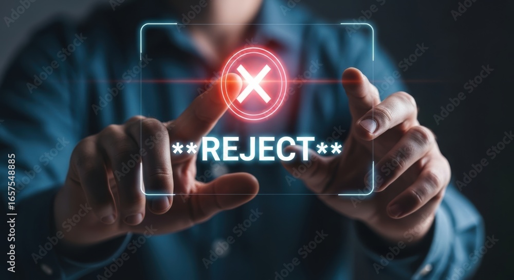 Poster person s hands interact with a futuristic digital interface displaying a red cross symbol and the wo