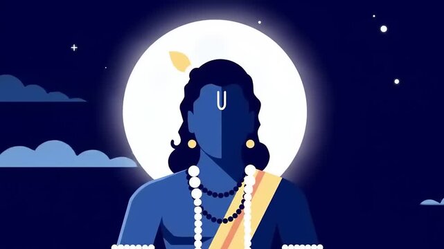 Krishna with Night, Moon, and India.