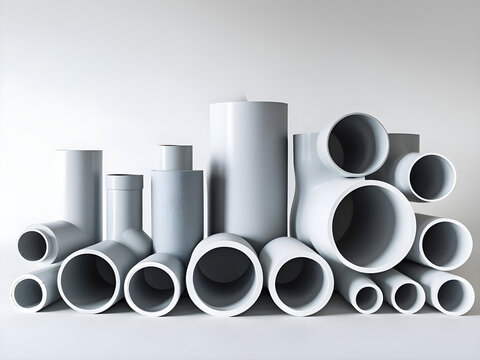 White PVC Pipes in Various Sizes for Water and Sewer Installations
