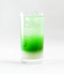 Refreshing Layered Green Matcha Drink with Ice