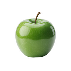 Green apple with stem on transparent background, vibrant, fresh, and ready to eat