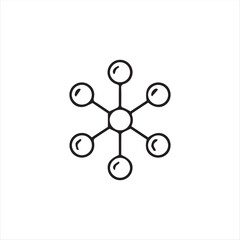 Minimalist line style node and network icon set. Perfect for illustrating technology, connectivity, big data, blockchain structure, and modern infographic design. Clean outline vector with geometric s