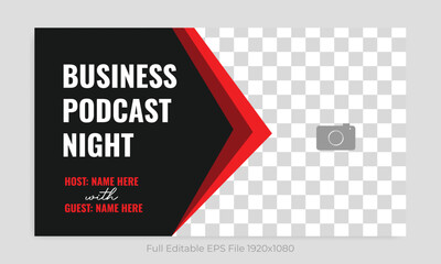 Video thumbnail and banner design for live business podcast shows