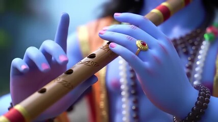 Krishnas hands playing flute.