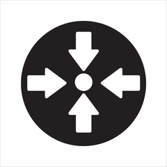 Meeting Point Arrows Converging on Central Point Icons Black and White Color Vector Design Illustration