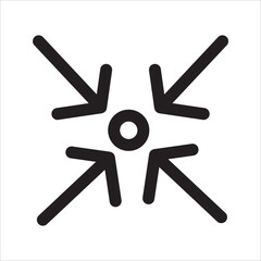 Obraz premium Meeting Point Arrows Converging on Central Point Icons Black and White Color Vector Design Illustration