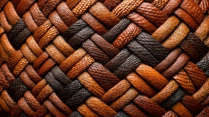 Rich woven texture in warm brown and black tones evokes natural, handcrafted elegance and durability.