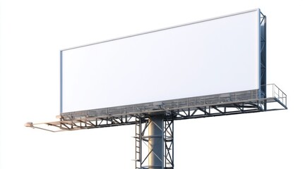 Obraz premium Large Empty Advertising Billboard on Metal Structure in Outdoor City Environment.