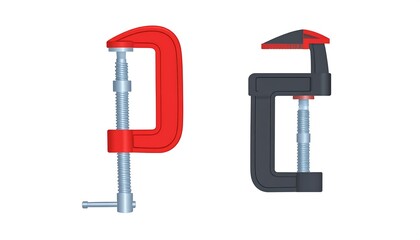 Two work clamps, red and black