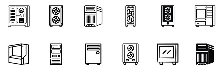 Computer casing icon, pc case, CPU casing.