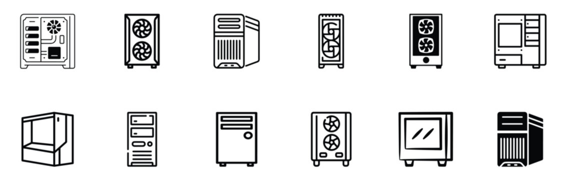 Computer casing icon, pc case, CPU casing.