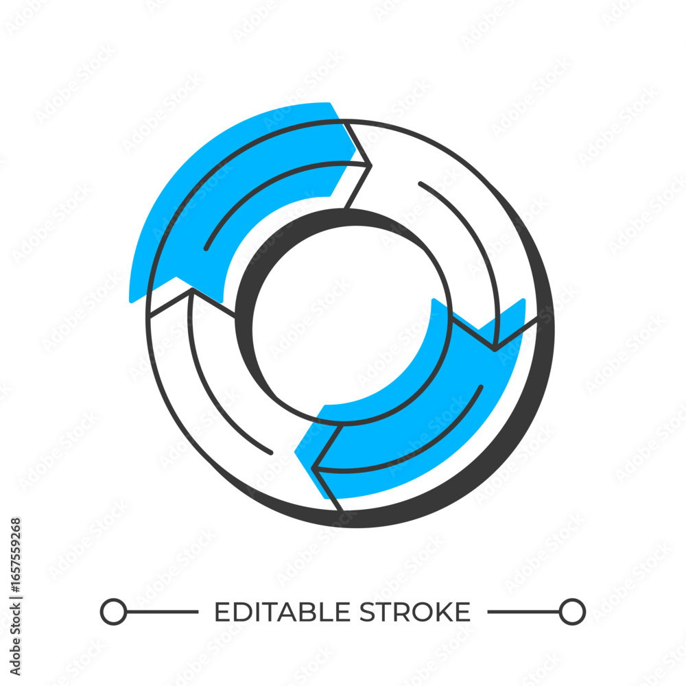 Poster workflow management offset shadow line icon. data categorization, organization. statistical diagram.