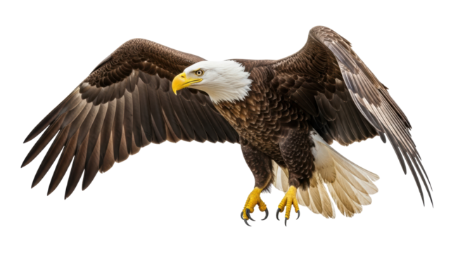 Isolated American Bald Eagle with Wings Spread