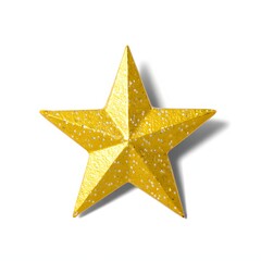 A single golden star with glittery accents, isolated on a white background