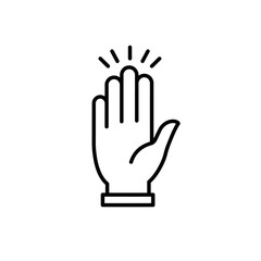 Obraz premium Line Art Illustration of a Hand with Three Fingers Raised Glowing Top.