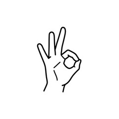 Obraz premium Minimalist Black Line Art Hand Making OK Gesture.
