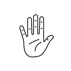 Fototapeta premium Line Art Illustration of an Open Human Hand with Detailed Finger Lines.