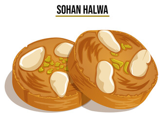 Sohan Halwa - Indian Mughal Confectionery Dessert Mithai Illustration