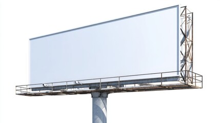 Obraz premium Large blank billboard sign on tall metal structure for advertising or messages.