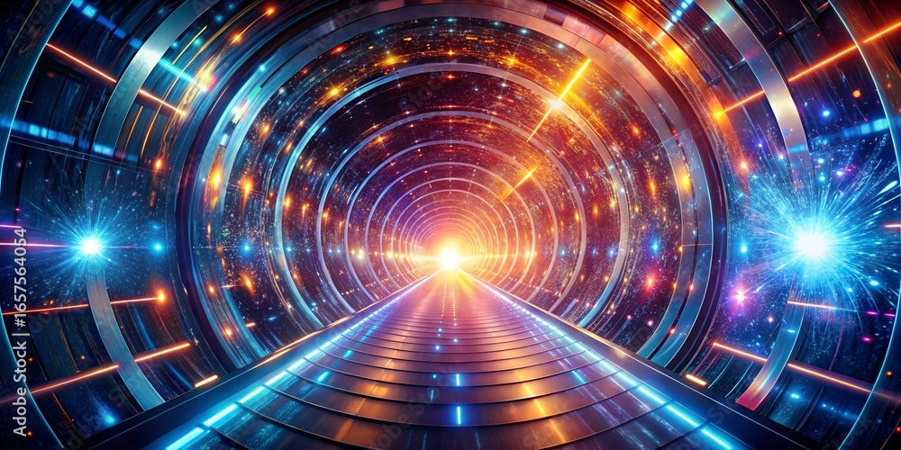 Aufkleber futuristic tunnel with glowing lights and abstract design elements, creating a sense of speed and mo