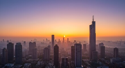 Fototapeta premium new york city skyline at sunset city, skyline, sunset, sky, cityscape, skyscraper, building, downtown, buildings, urban, architecture, new york, clouds, manhattan, business, dusk, view, sun, eve