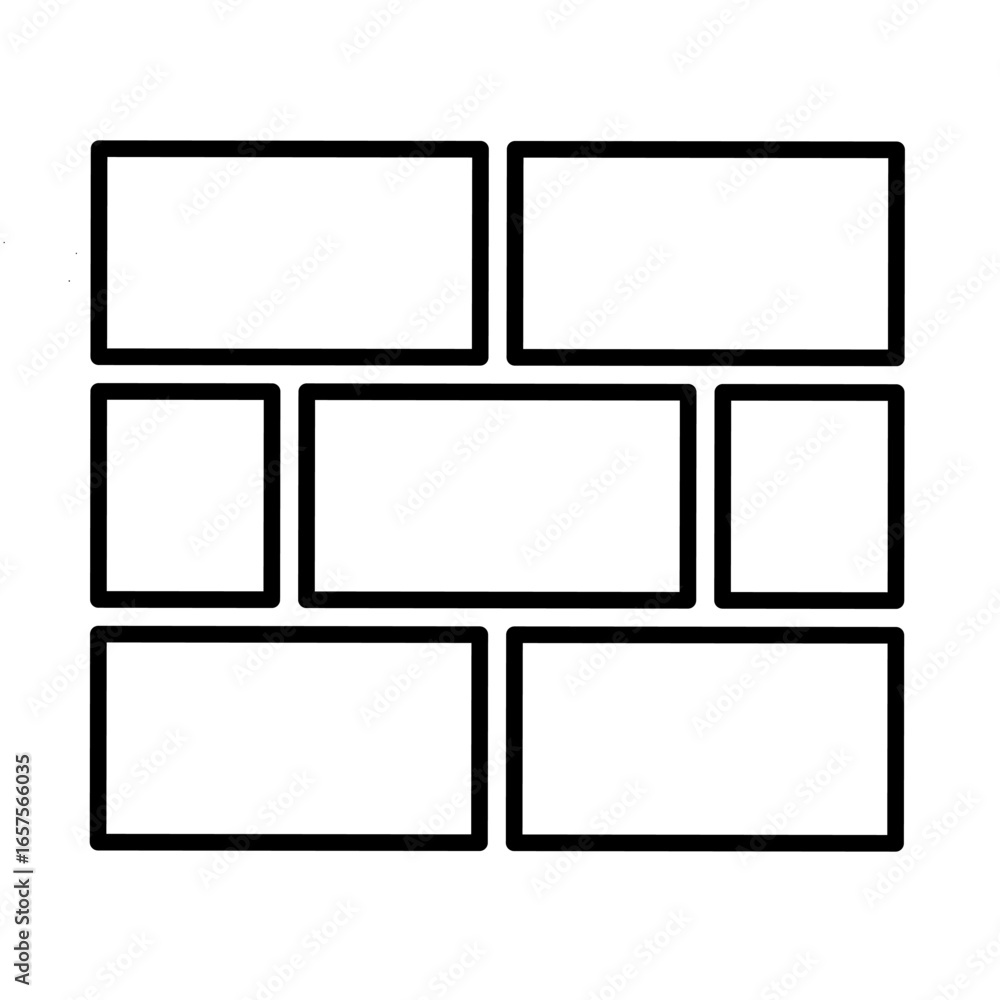 Poster minimalist outline block wall configuration with rectangular shapes illustration
