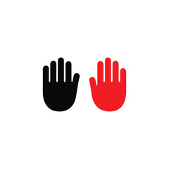 Obraz premium Black and Red Hand Icons Representing Stop or Caution Isolated on White Background a Clear and Simple Graphic Design