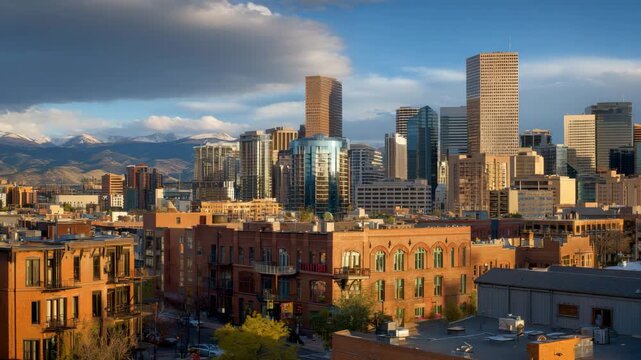 Salt Lake City Skyline with Mountain Backdrop at Sunset

