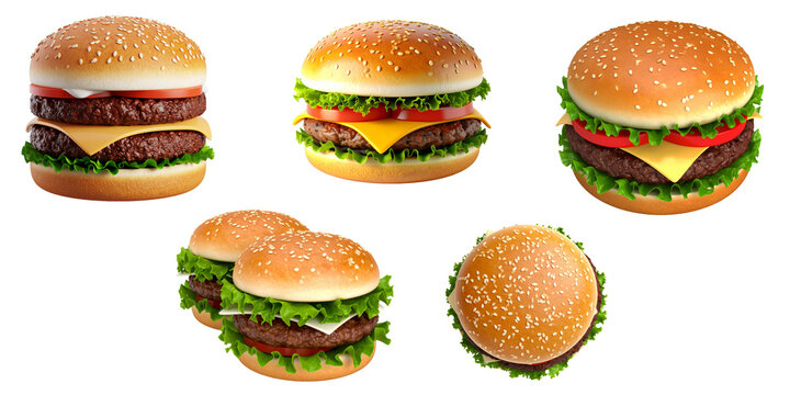 Hamburger trandy illustration on transparent background. 
