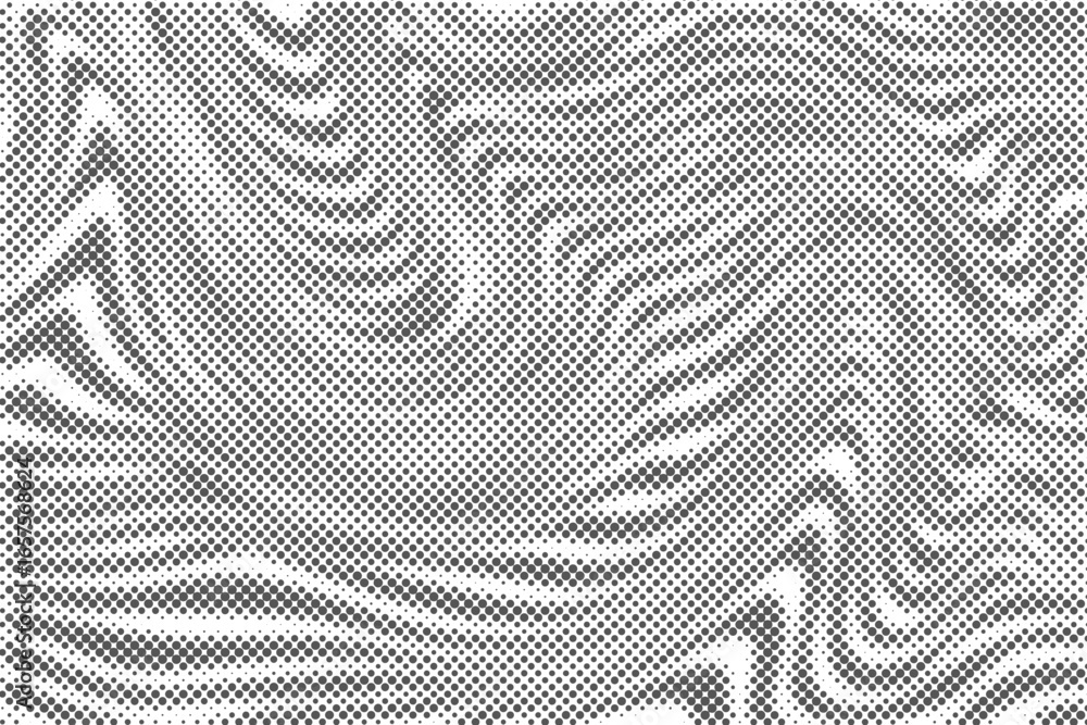 Poster wavy abstract halftone pattern. dotted lines gradient on white background. textured curve liquid gri