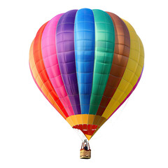 Fototapeta premium and keywords based on the image.. Hot Air Balloon Rising, colorful striped balloon in Sky, Daytime