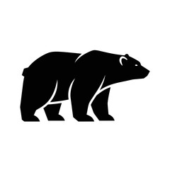 Fototapeta premium A minimalistic black silhouette of a bear standing on a white background in a side profile view