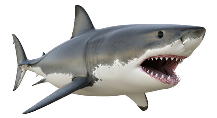 Isolated Great White Shark with Open Mouth