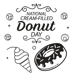 NATIONAL CREAM-FILLED DONUT DAY vector illustration