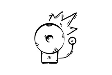 Firebell alarm hand drawn icon sketch vector illustration