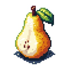 Pear yellow fruit fresh food snack pixelart digital style illustration assets videogame