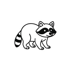 Fototapeta premium Raccoon cartoon outline vector drawing coloring book forest animal illustration, generative ai