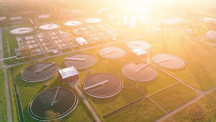 Water purification plant with circular tanks
