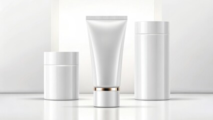 White cosmetic product set background imge for mock up design