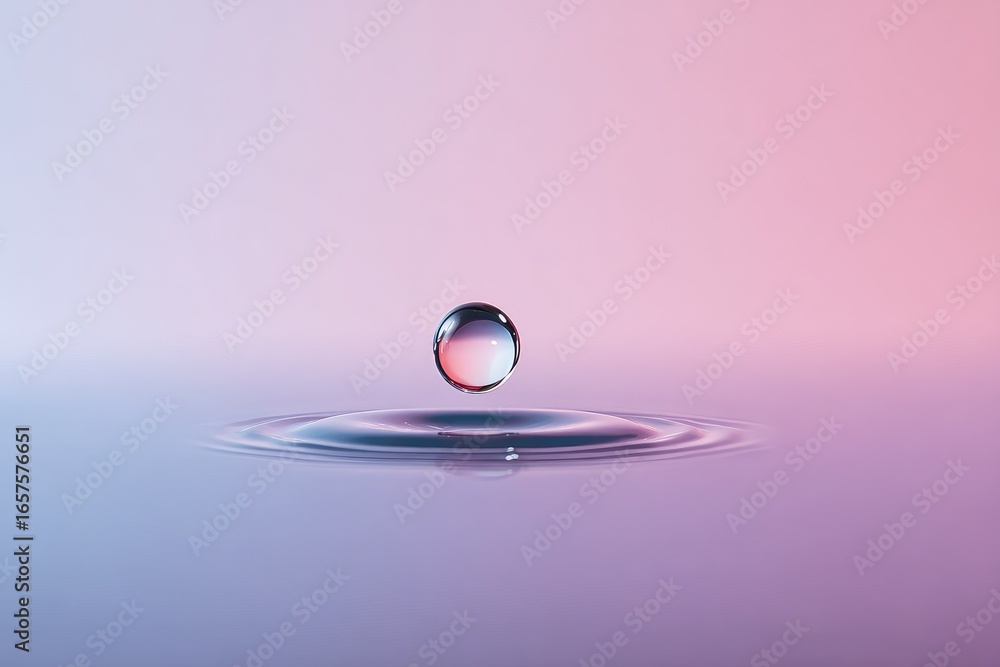 Poster captivating water drop splashing tranquil environment abstract photography soft gradient background 