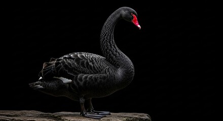 Obraz premium Elegant-Black-Swan-Standing-Cinematic-Portrait