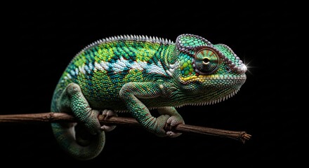 Fototapeta premium Vibrant-Chameleon-Coiled-Cinematic-Portrait