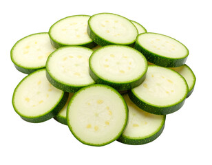 Heap of sliced zucchini Isolated on Transparent or White Background