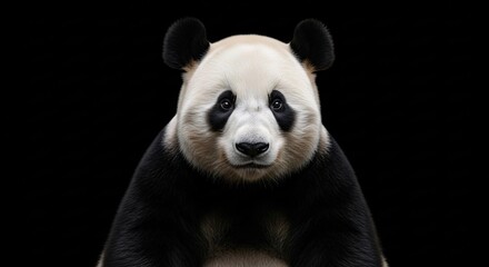 Obraz premium Curious-Giant-Panda-Sitting-Cinematic-Portrait