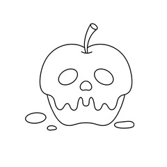 A skull is drawn on top of a sliced apple