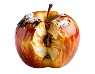 Rotten Apple Isolated on Transparent or White Background