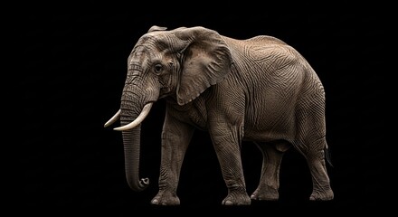 Fototapeta premium Massive-African-Bush-Elephant-Mid-Step-Cinematic-Portrait