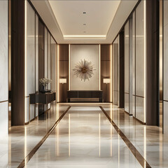 realistic architecture rendering of luxury residential apartment vestibule