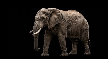 Fototapeta premium Majestic-African-Elephant-Mid-Step-Cinematic-Portrait