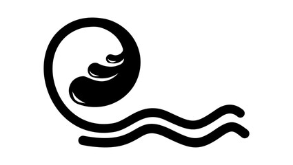 sea wave, black isolated silhouette
